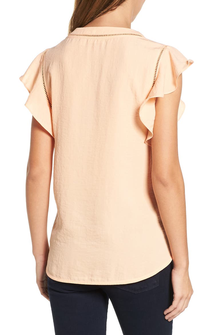 Flutter Sleeve Top, Alternate, color, CORAL SUNSET