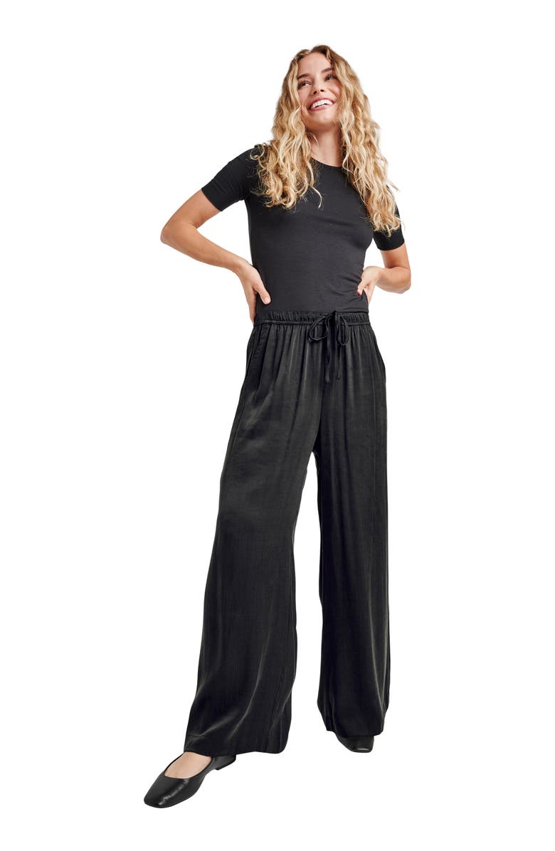 Splendid Angie Wide Leg Satin Pants, Alternate, color, 