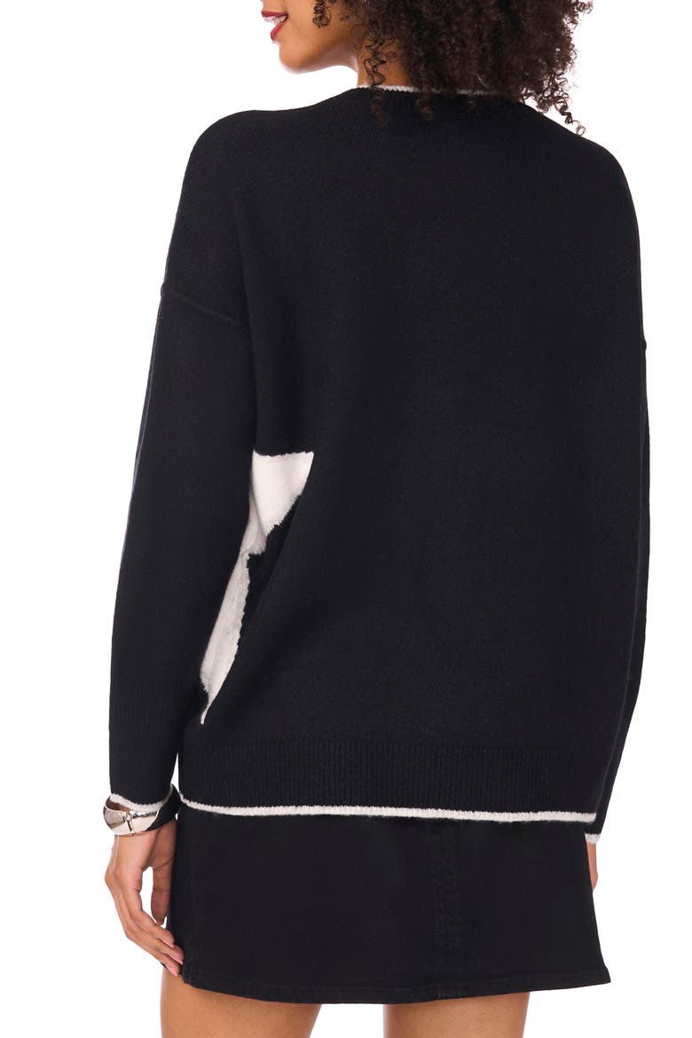 Star Detail Crewneck Sweater, Alternate, color, RICH BLACK