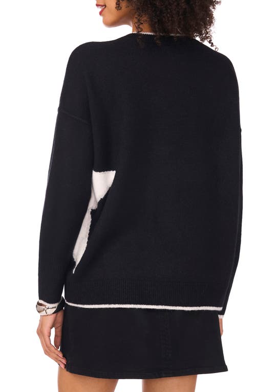 Vince Camuto Star Detail Crewneck Sweater In Black