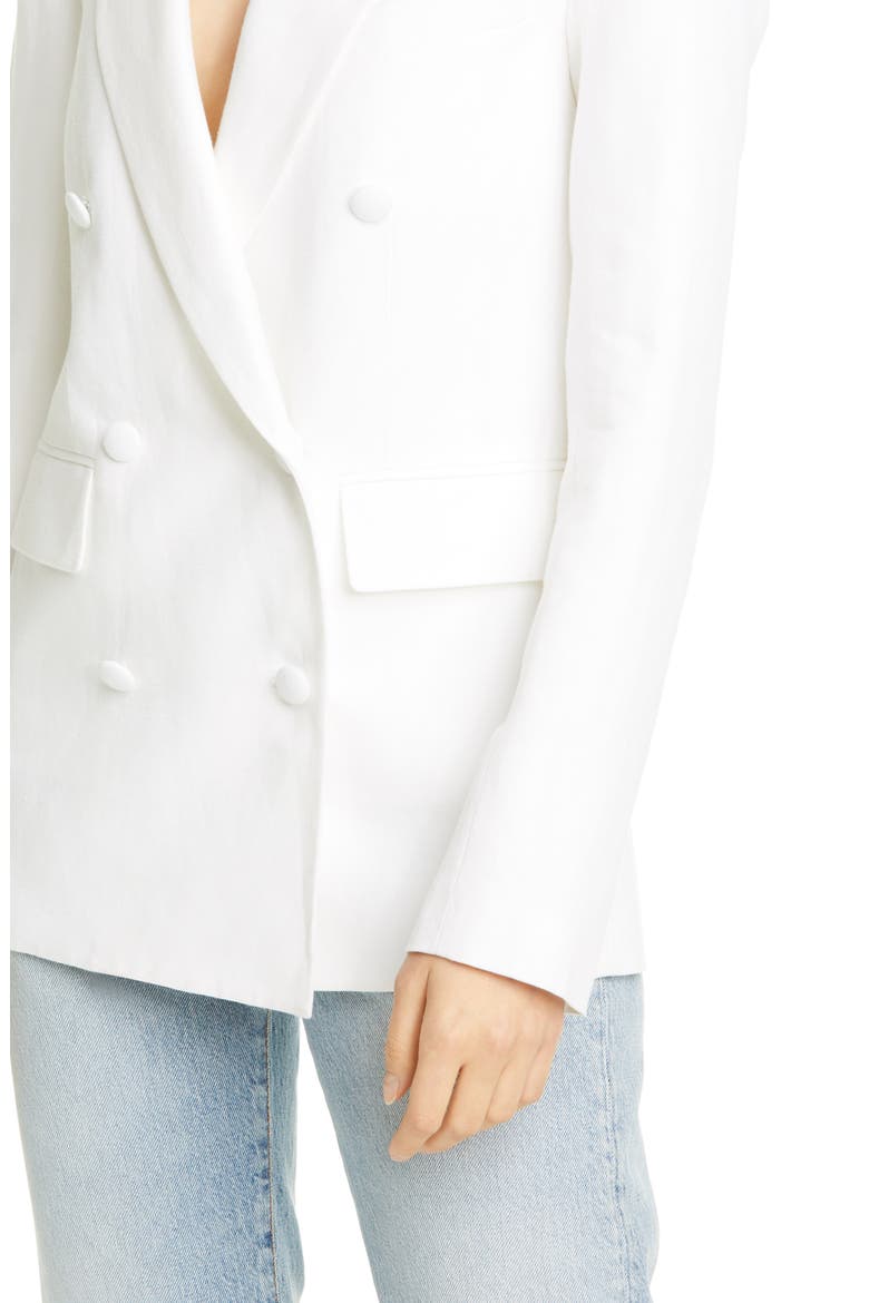 Clark Oversize Double Breasted Cotton & Linen Blazer, Alternate, color, WHITE