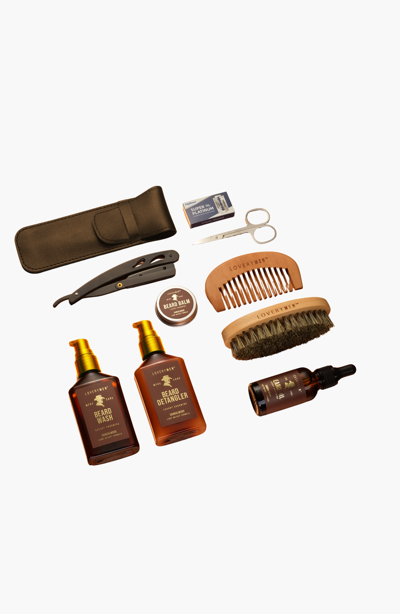 Lovery 13 Piece Beard Care Kit - Ultimate Grooming Set with Oil, Balm, Wash, Razor & More, Alternate, color, NO COLOR