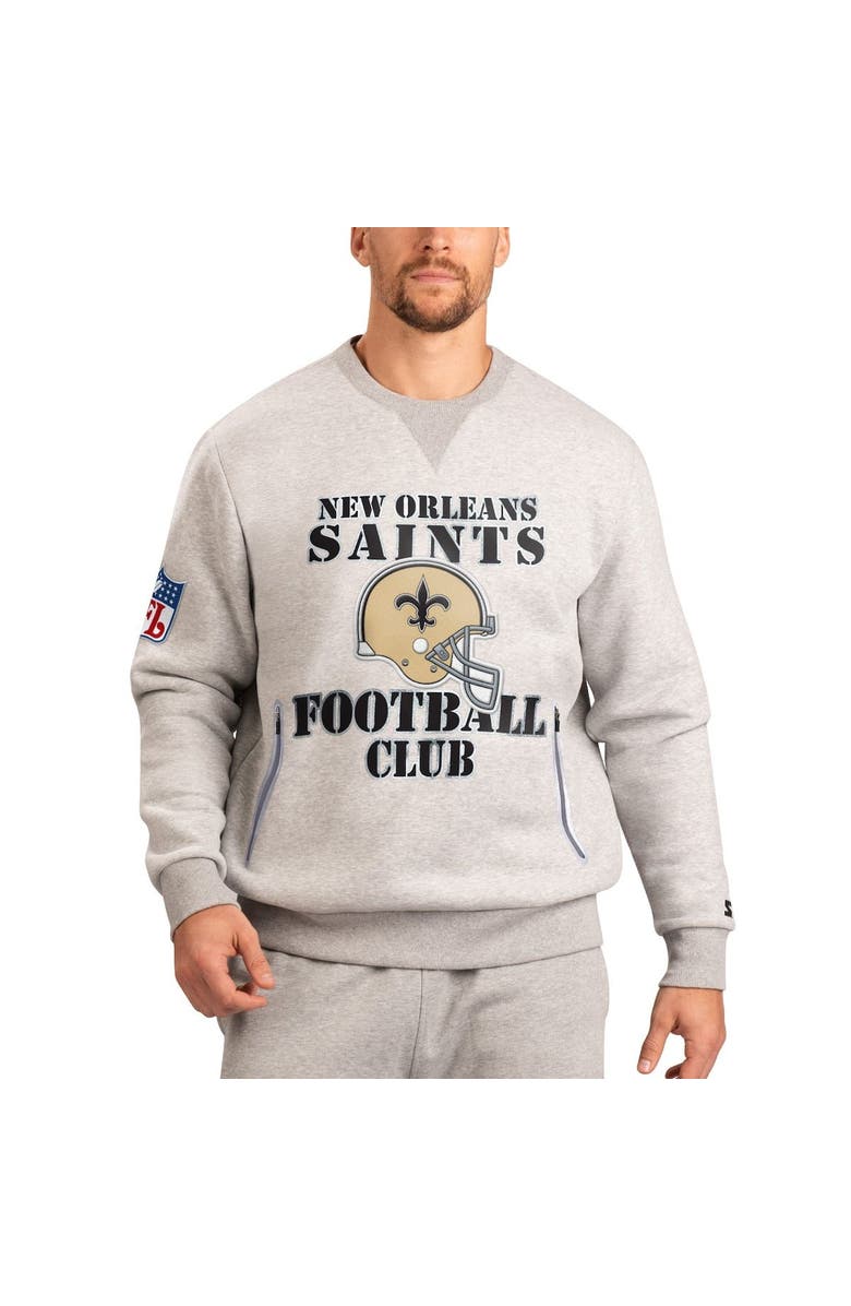 STARTER Men's Starter Gray New Orleans Saints Locker Room Throwback End Zone Pullover Sweatshirt, Main, color, Gray