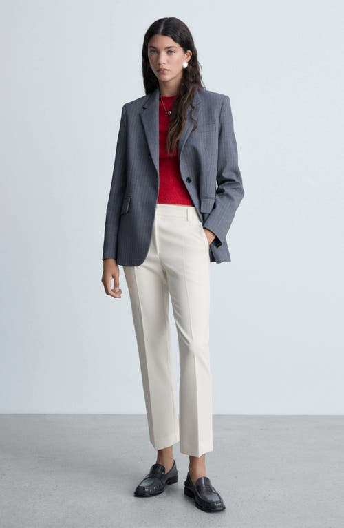Shop Mango Pleated Straight Leg Ankle Pants In White
