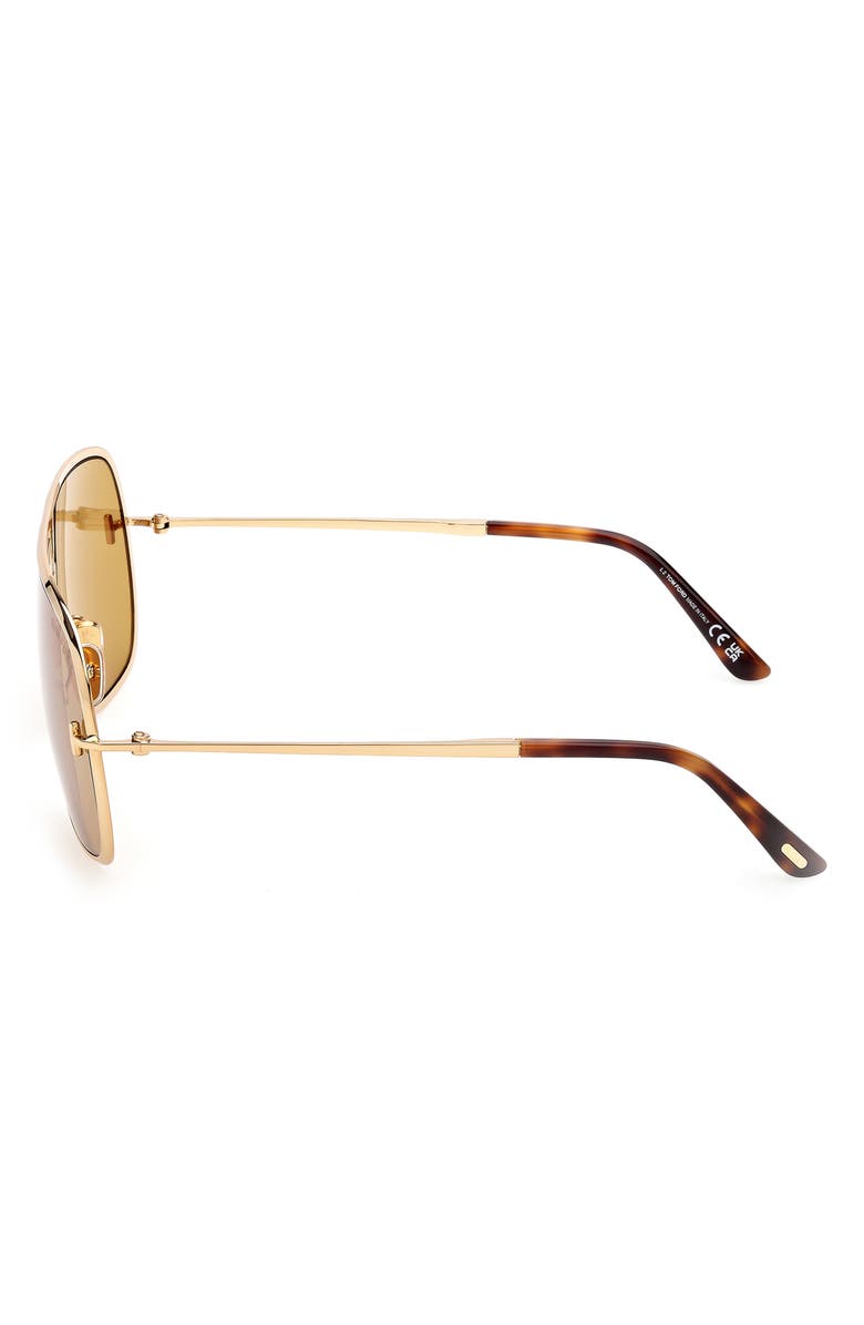 TOM FORD Stavros 63mm Oversize Navigator Sunglasses, Alternate, color, Shiny Gold / Classic Havana