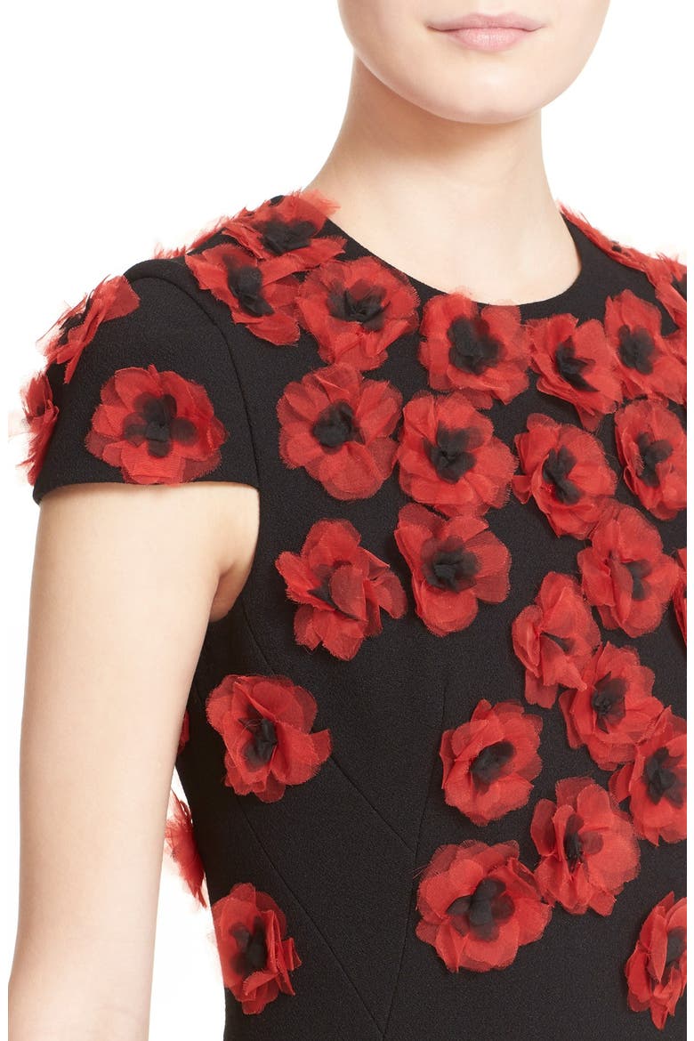 'Crimson Poppy' Floral Embellished Sheath Dress, Alternate, color, BLACK