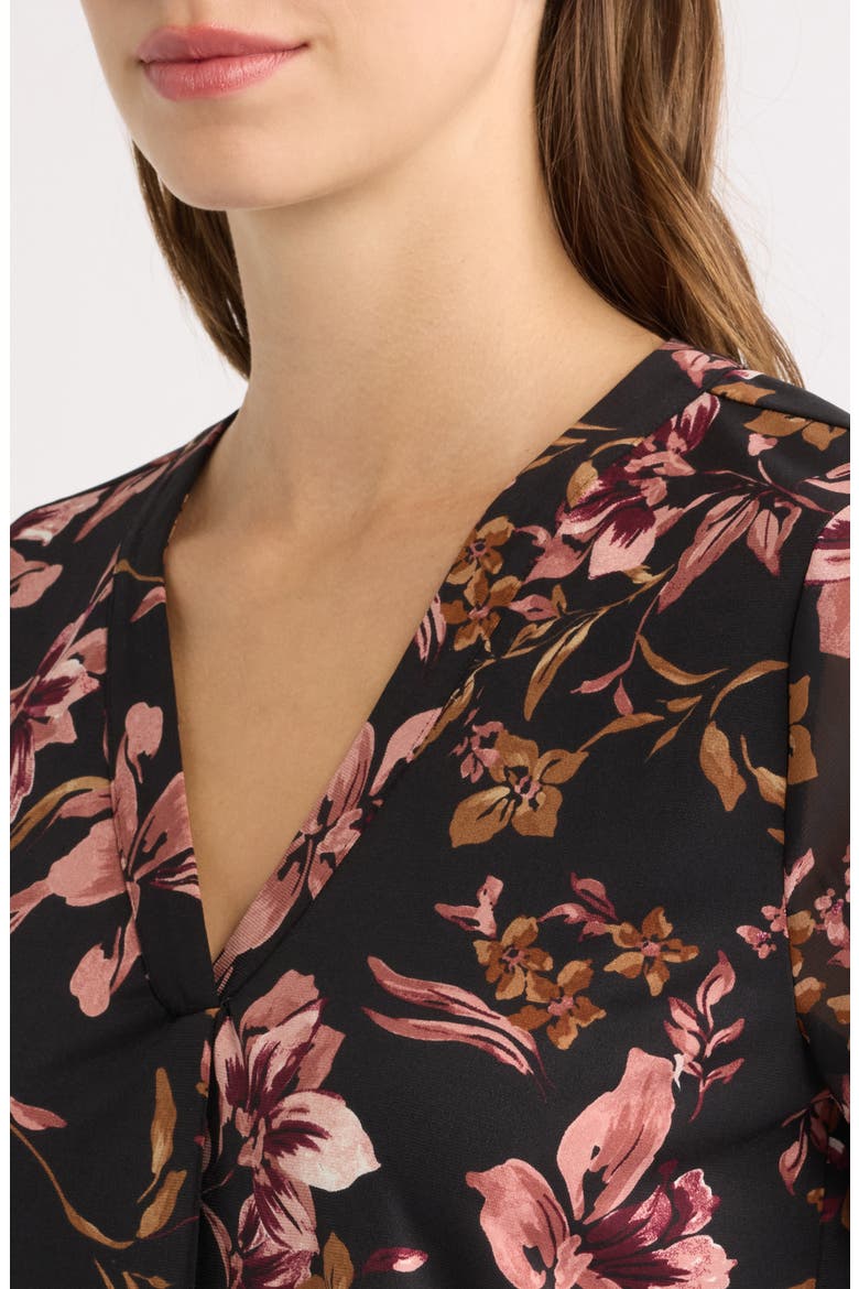 Ruffle Sleeve Top, Alternate, color, ANNE BLK S PRIMROSE MLT
