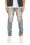 Cyanine Jewel Embellished Skinny Fit Stretch Jeans