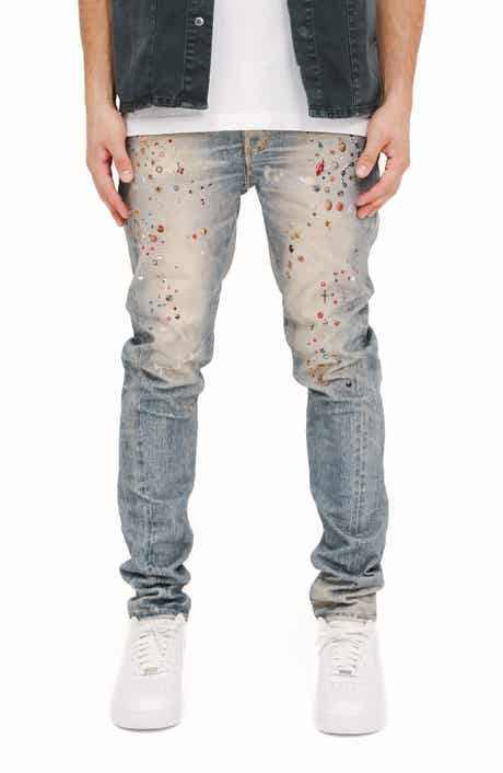 PURPLE BRAND Cyanine Jewel Embellished Skinny Fit Stretch Jeans