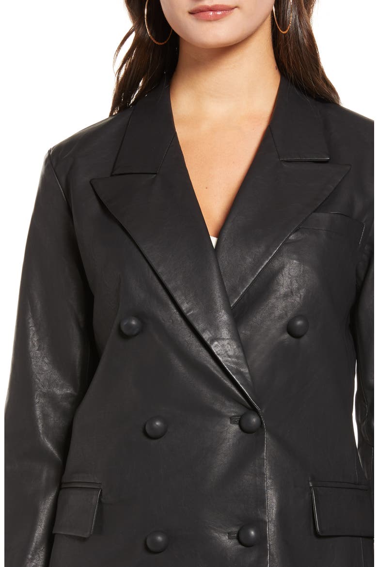 Faux Leather Blazer, Alternate, color, CARBON