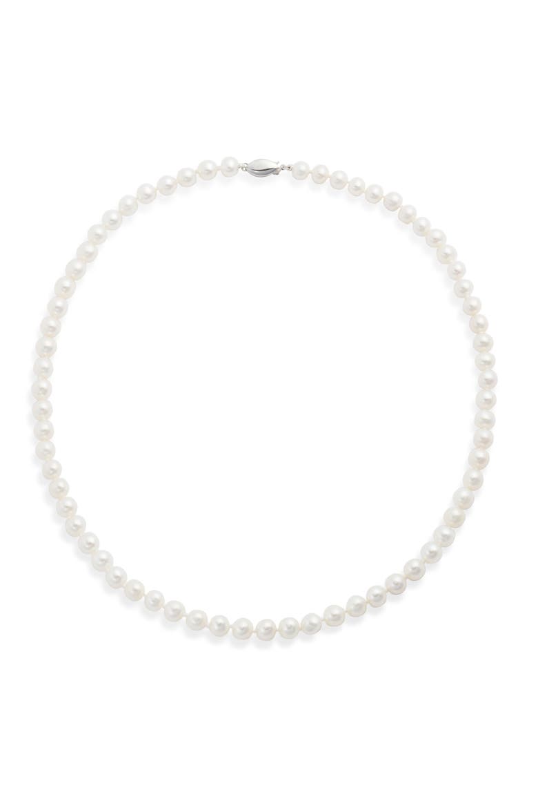 Freshwater Pearl Necklace, Main, color, WHITE- 14K WHITE GOLD