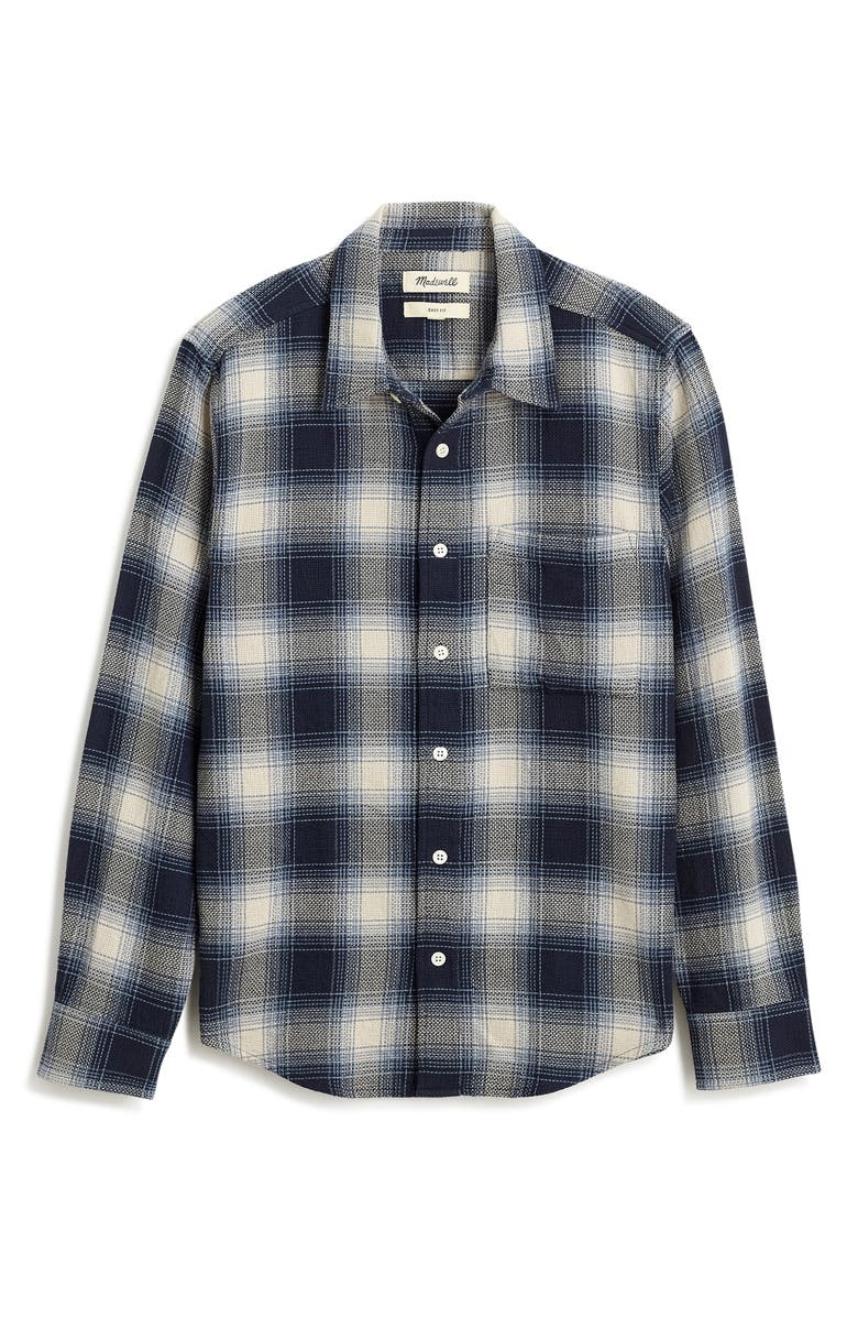 Madewell Easy Long-Sleeve Cotton Dobby Button-Up Shirt, Alternate, color, Night Indigo