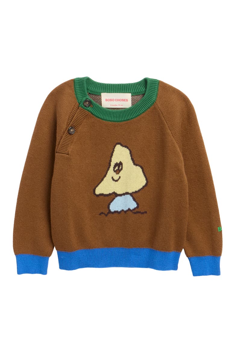 Mush Monster Jacquard Organic Cotton Sweater, Main, color, DARK BROWN