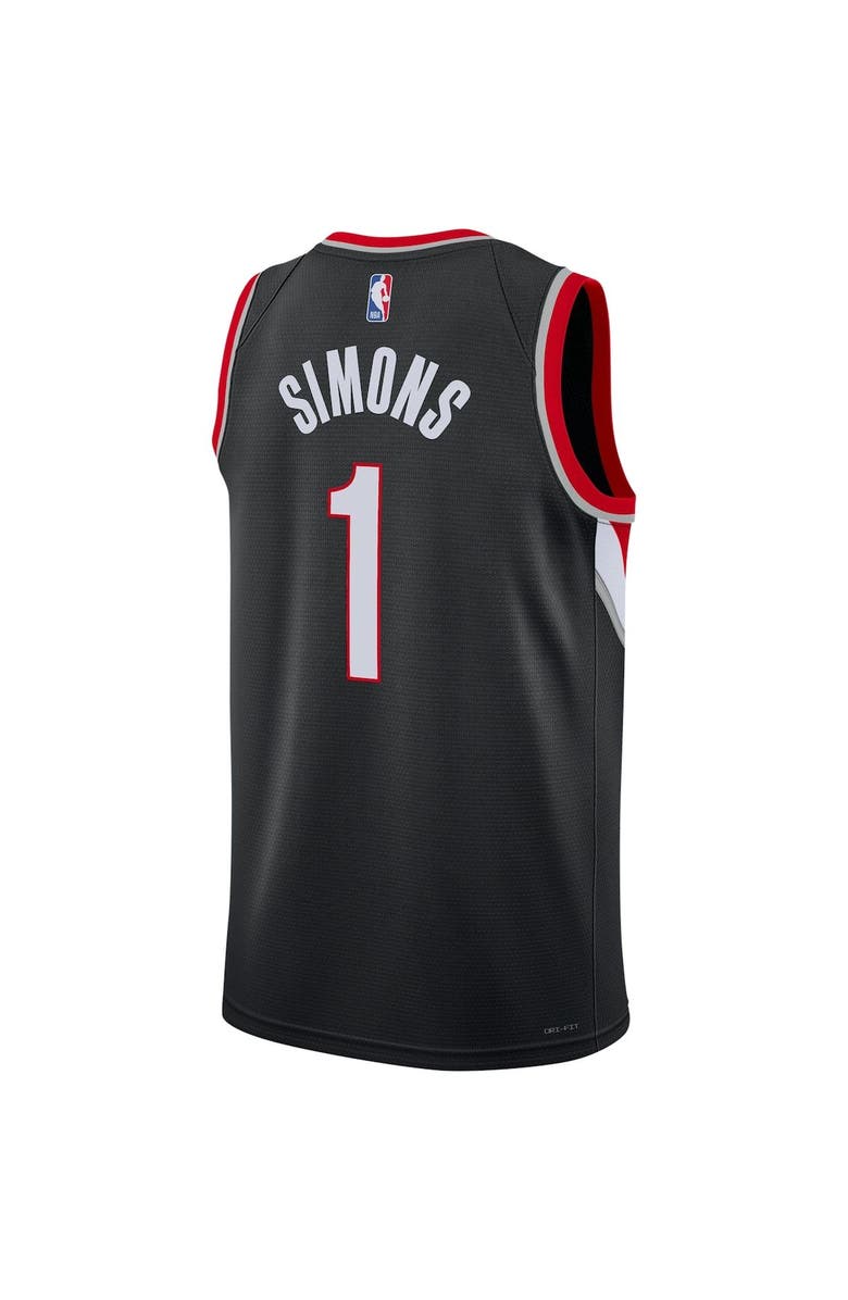 Nike Unisex Nike Anfernee Simons Black Portland Trail Blazers Swingman Jersey - Icon Edition, Alternate, color,