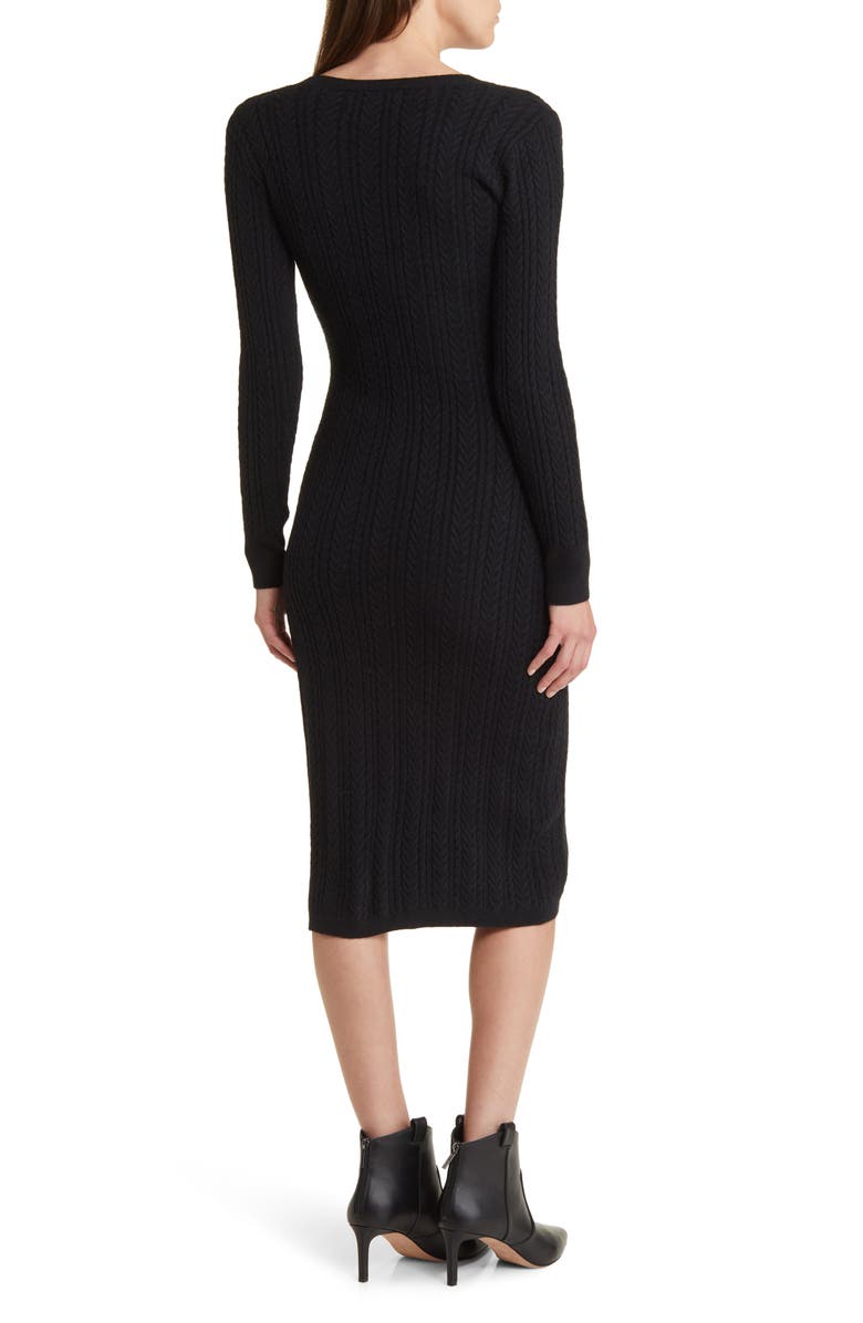 Charles Henry Cable Stitch Long Sleeve Sweater Dress, Alternate, color,