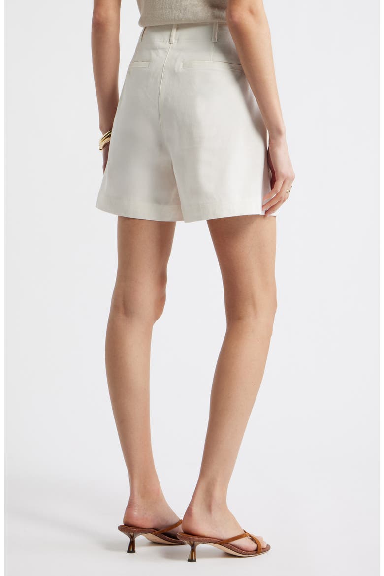 Pleated Linen Blend Shorts, Alternate, color, IVORY TOFU