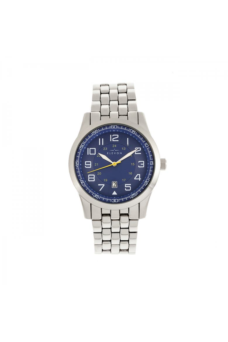 Garrison Bracelet Watch w/Date, Main, color, Silver/Blue