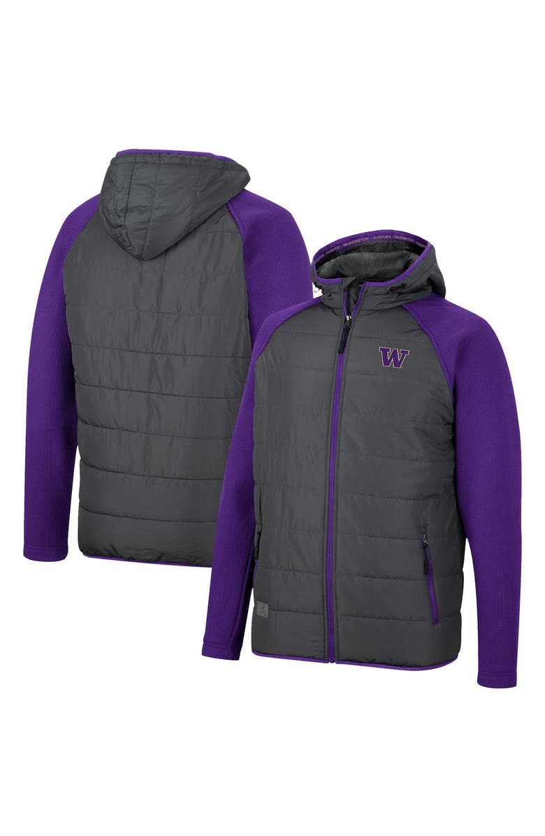 COLOSSEUM Men's Colosseum Charcoal/Purple Washington Huskies Good On You Raglan Full-Zip Jacket, Main, color, 