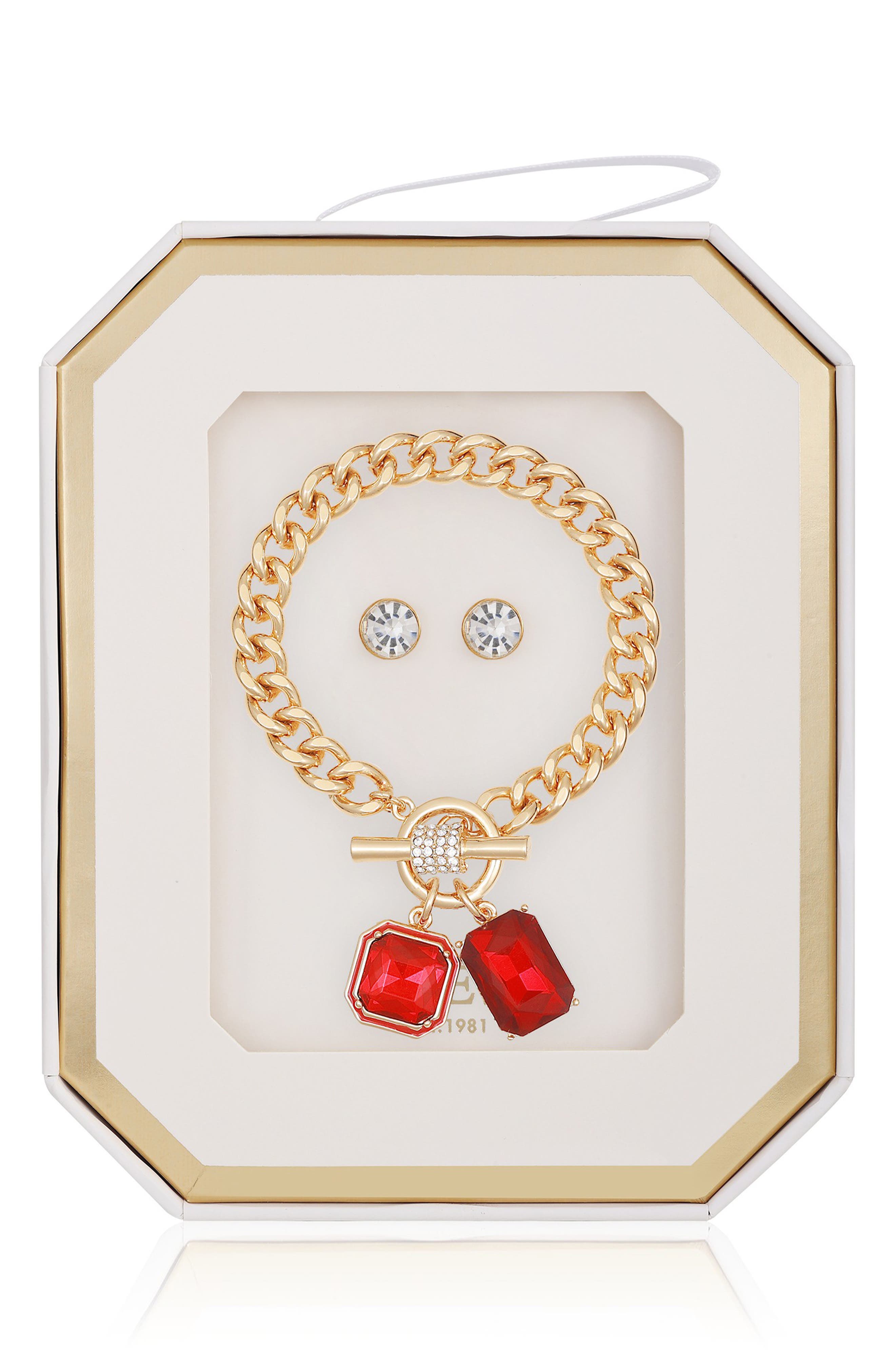 GUESS Toggle Bracelet & Stud Earrings Set