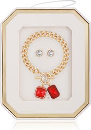 GUESS Toggle Bracelet & Stud Earrings Set