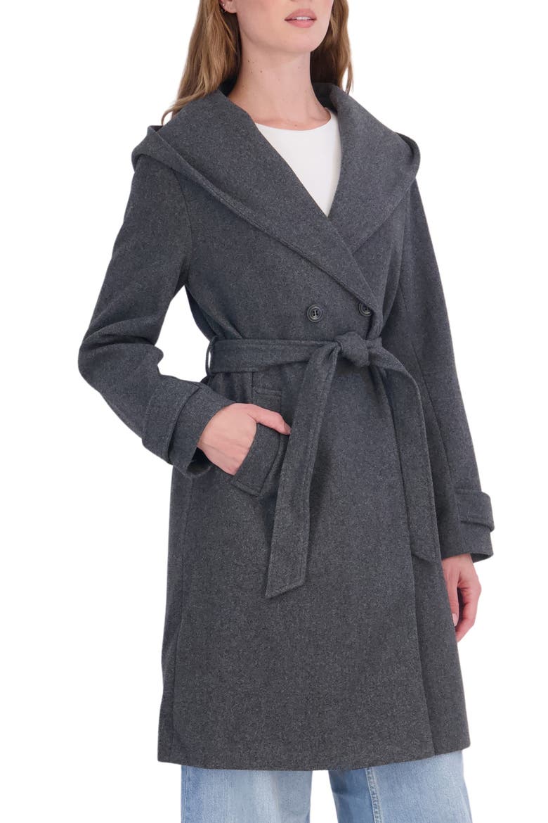 Faux Wool Oversized Hood Trench Coat, Alternate, color, CHARCOAL