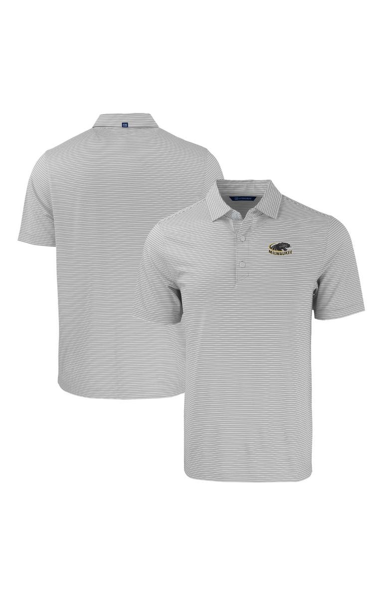 Cutter & Buck Men's Cutter & Buck  Gray/White Wisconsin-Milwaukee Panthers Forge Eco Double Stripe Stretch Recycled Polo, Main, color, 