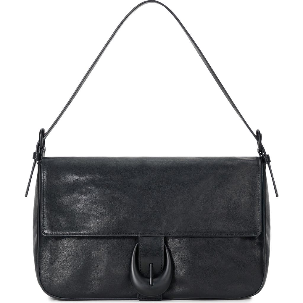 Staud Medium Harlow Leather Shoulder Bag In Black