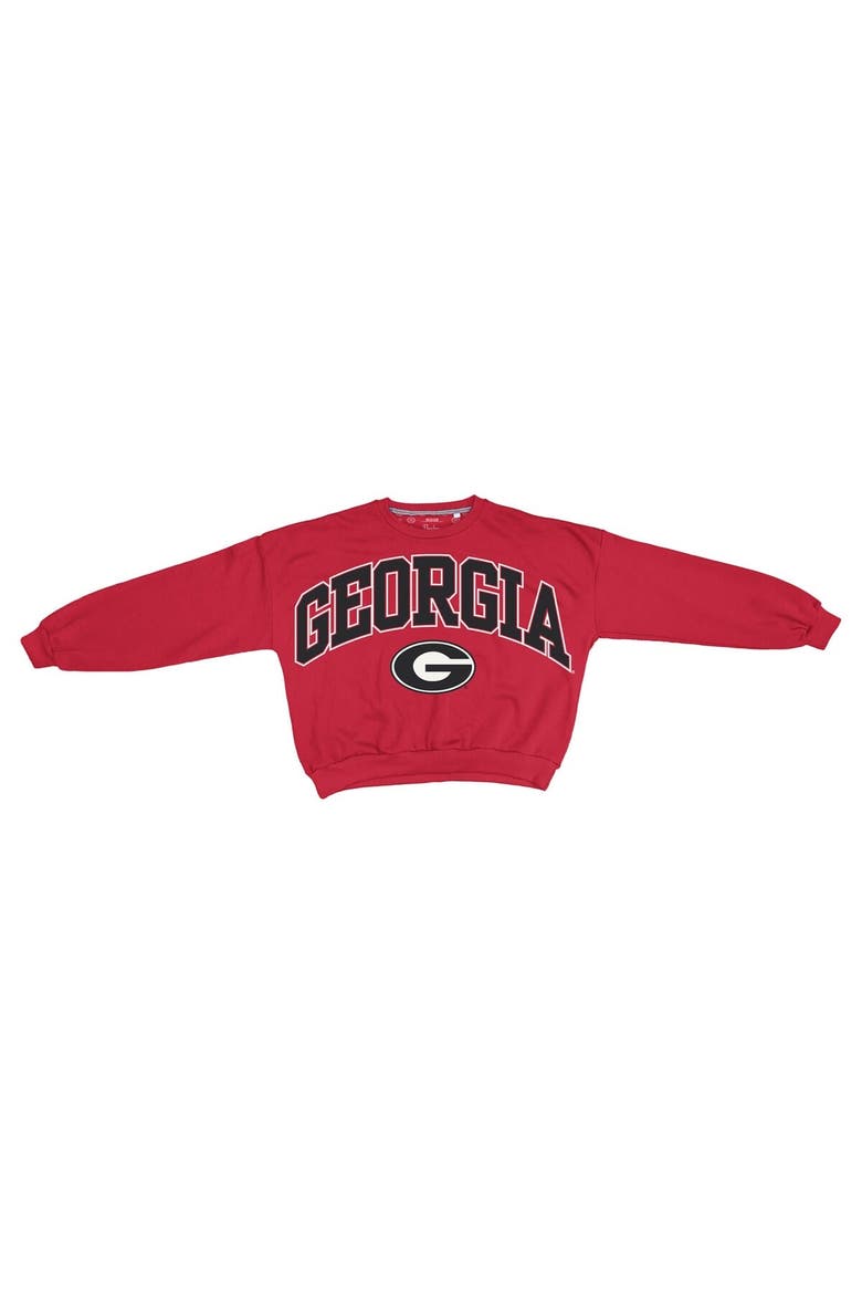 Women's Pressbox Red Georgia Bulldogs Oversized Janice Waist-Length Sweatshirt, Main, color, Red