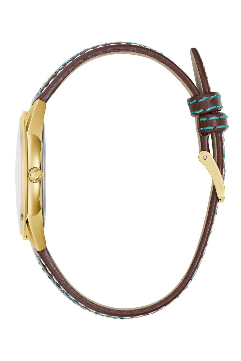 Stetson Sutton Leather Strap Watch, Alternate, color, BROWN