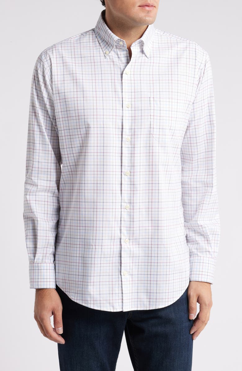 Peter Millar Sydney Crown Lite Check Stretch Button-Down Shirt, Main, color, 