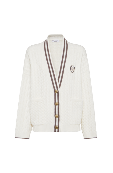 Cashmere cardigan with logo