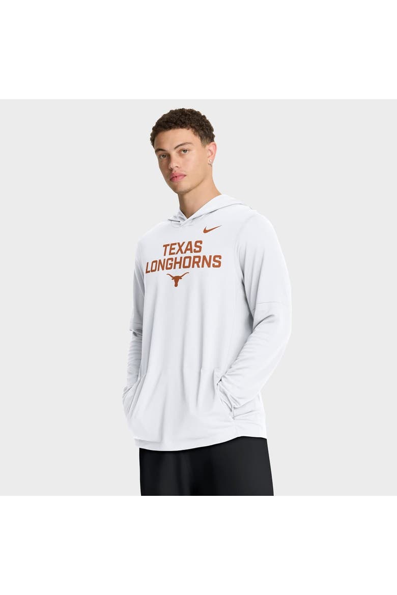 Men's Nike White Texas Longhorns 2025 Sideline Performance Long Sleeve Hoodie T-Shirt, Main, color, White