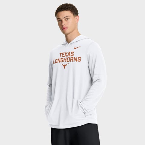 Men's Nike White Texas Longhorns 2025 Sideline Performance Long Sleeve Hoodie T-Shirt