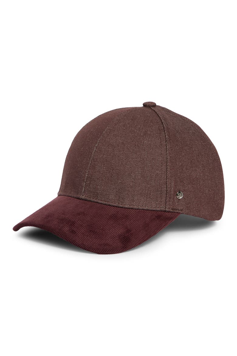 Corduroy Brim Denim Baseball Cap, Main, color, WINE