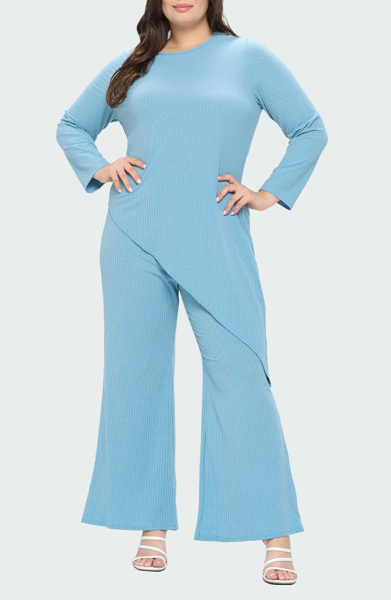 L I V D Gianna Asymmetric Top & Pants Set, Alternate, color, Denim