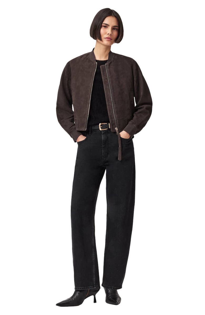 AllSaints Orten Suede Bomber Jacket, Alternate, color, Bitter Brown