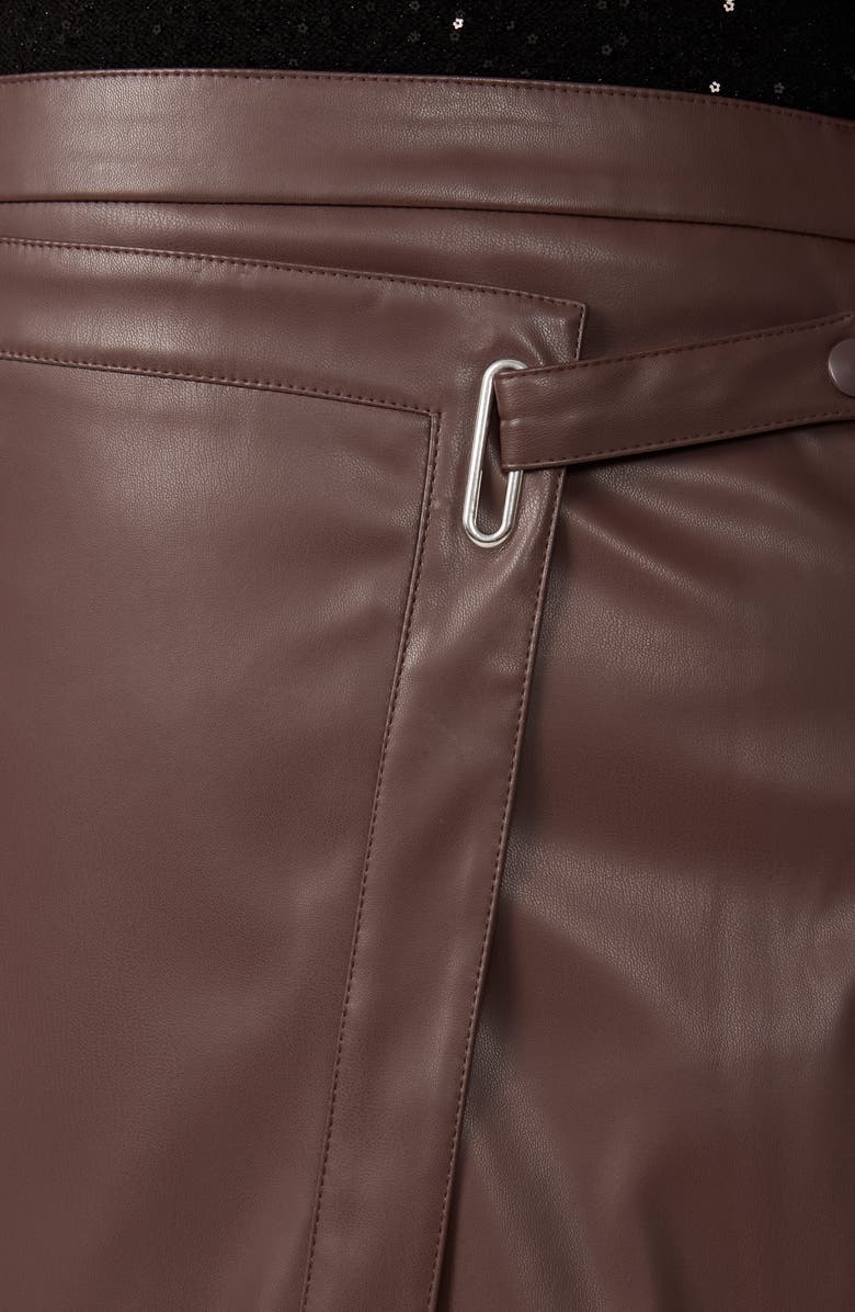 Estelle Michelangelo Faux Leather Wrap Midi Skirt, Alternate, color, Chocolate