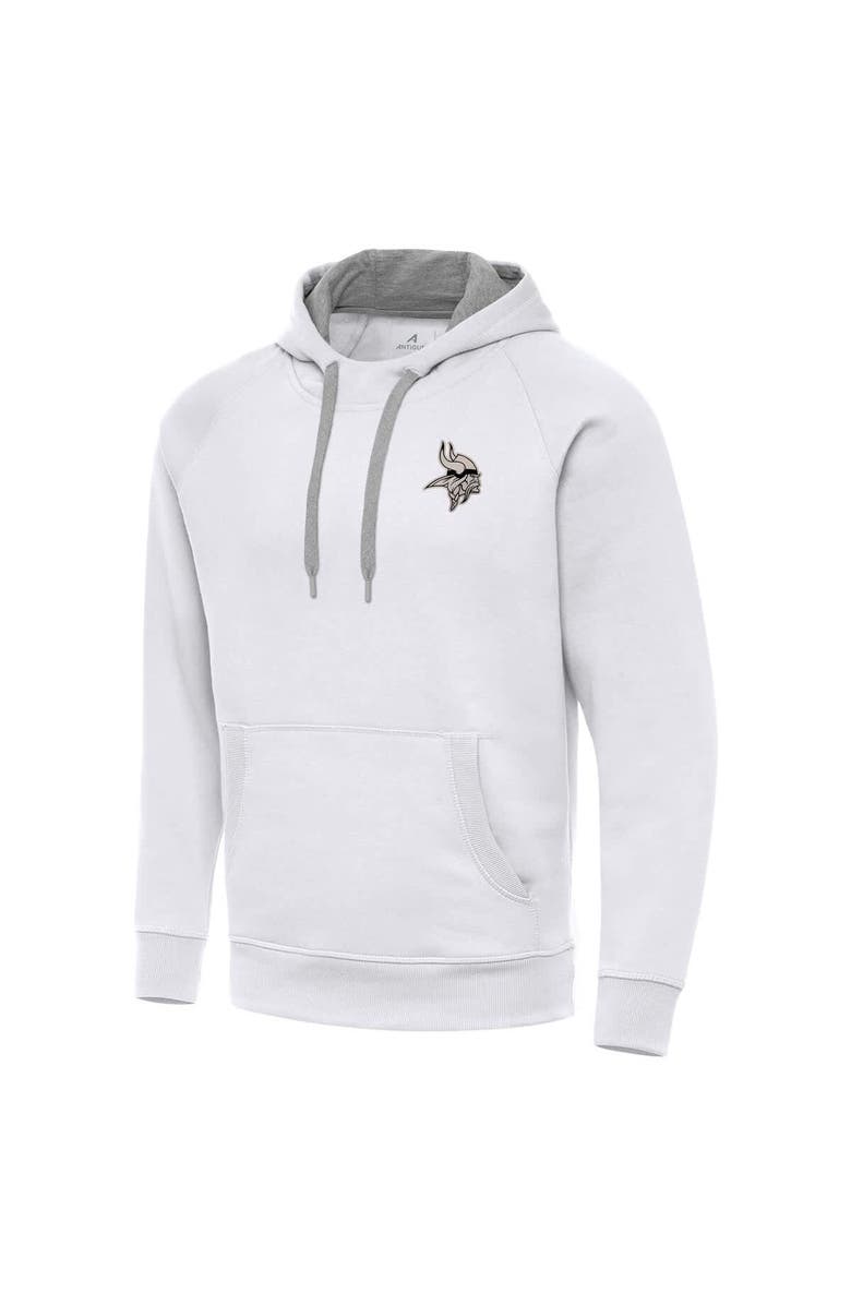 ANTIGUA Men's Antigua White Minnesota Vikings Brushed Carbon Victory Pullover Hoodie, Alternate, color, White
