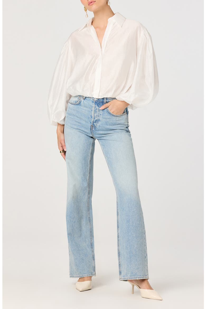 Cordey Long Sleeve Bubble Hem Top, Alternate, color, WHITE