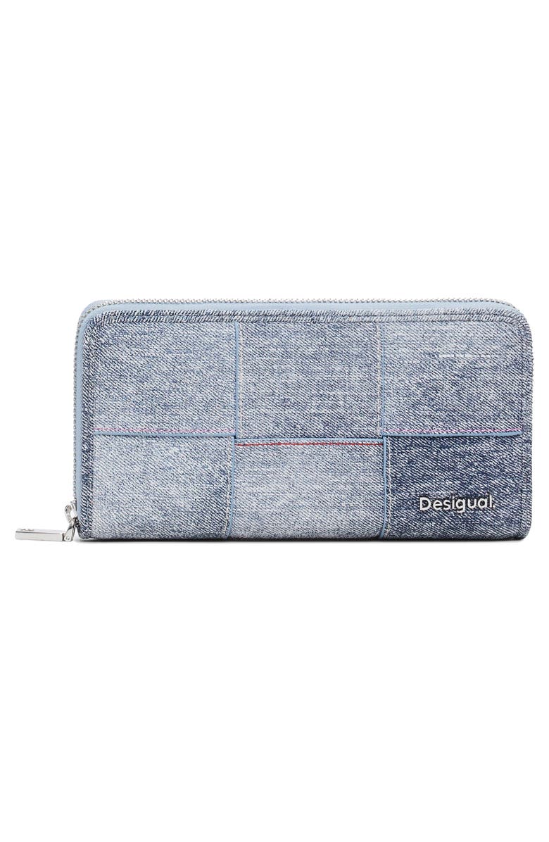Desigual Denim Zip Around Wallet, Alternate, color, Light Blue