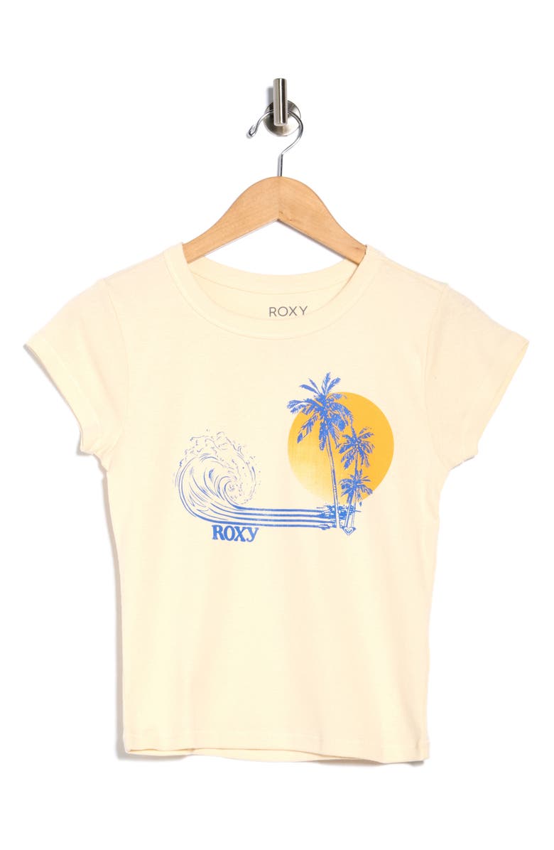 Roxy Wave Stripe Rib Graphic T-Shirt, Alternate, color, Parchment