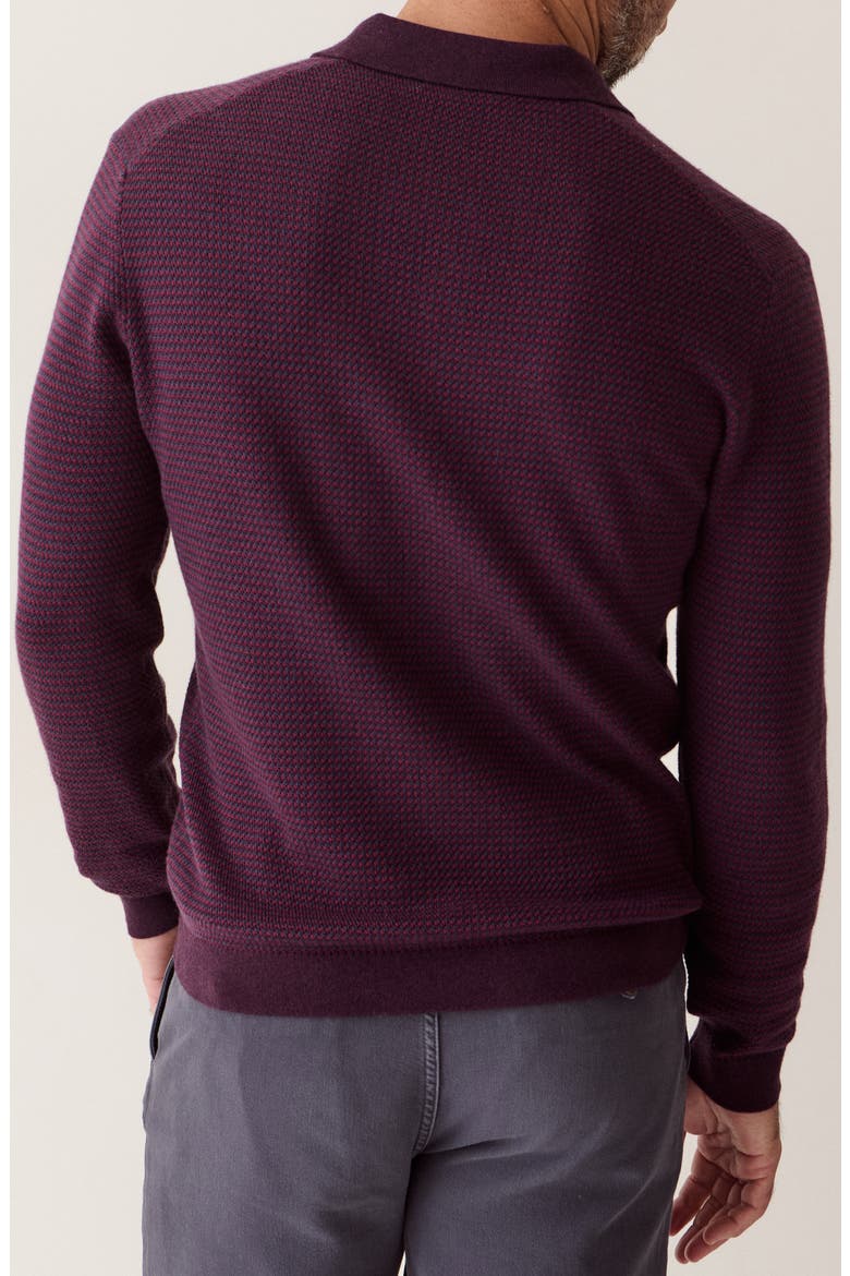 Liam Johnny Collar Polo Sweater, Alternate, color, BURGUNDY