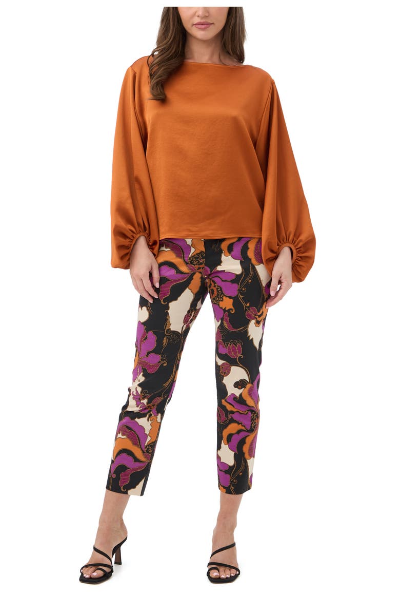 Trina Turk Ursa 2 Satin Boat Neck Top, Alternate, color, Amber