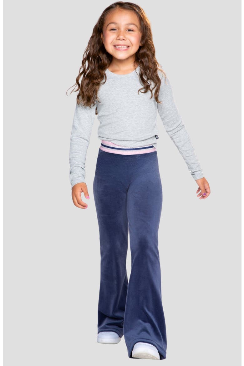 Kids' Velour Flare Leggings, Alternate, color, VINTAGE NAVY