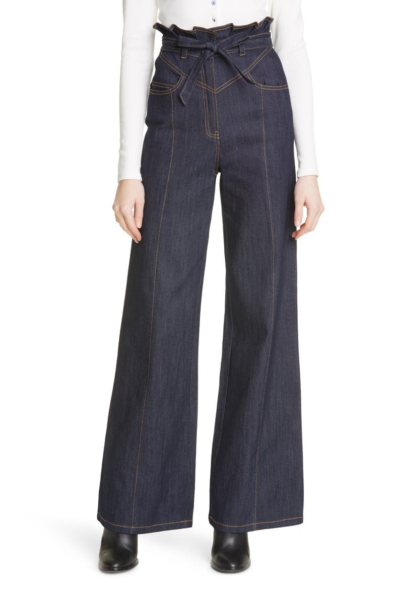 Wendy Paperbag Waist Wide Leg Jeans, Main, color, INDIGO