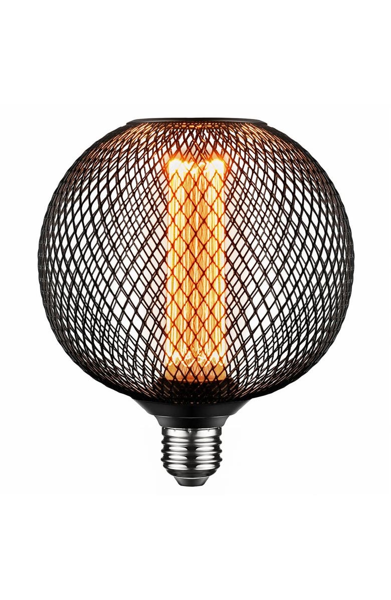 Next Glow LED Decorative Light Bulb, Vintage Black Metal Cage Edison Light, Main, color, Black Round