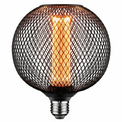 LED Decorative Light Bulb, Vintage Black Metal Cage Edison Light