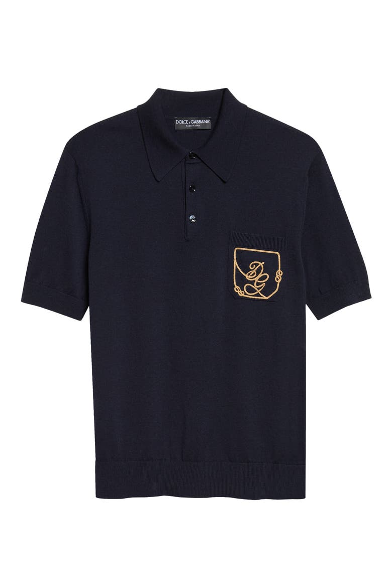 Logo Embroidered Virgin Wool Polo, Main, color, BLU SCURISSIMO 1