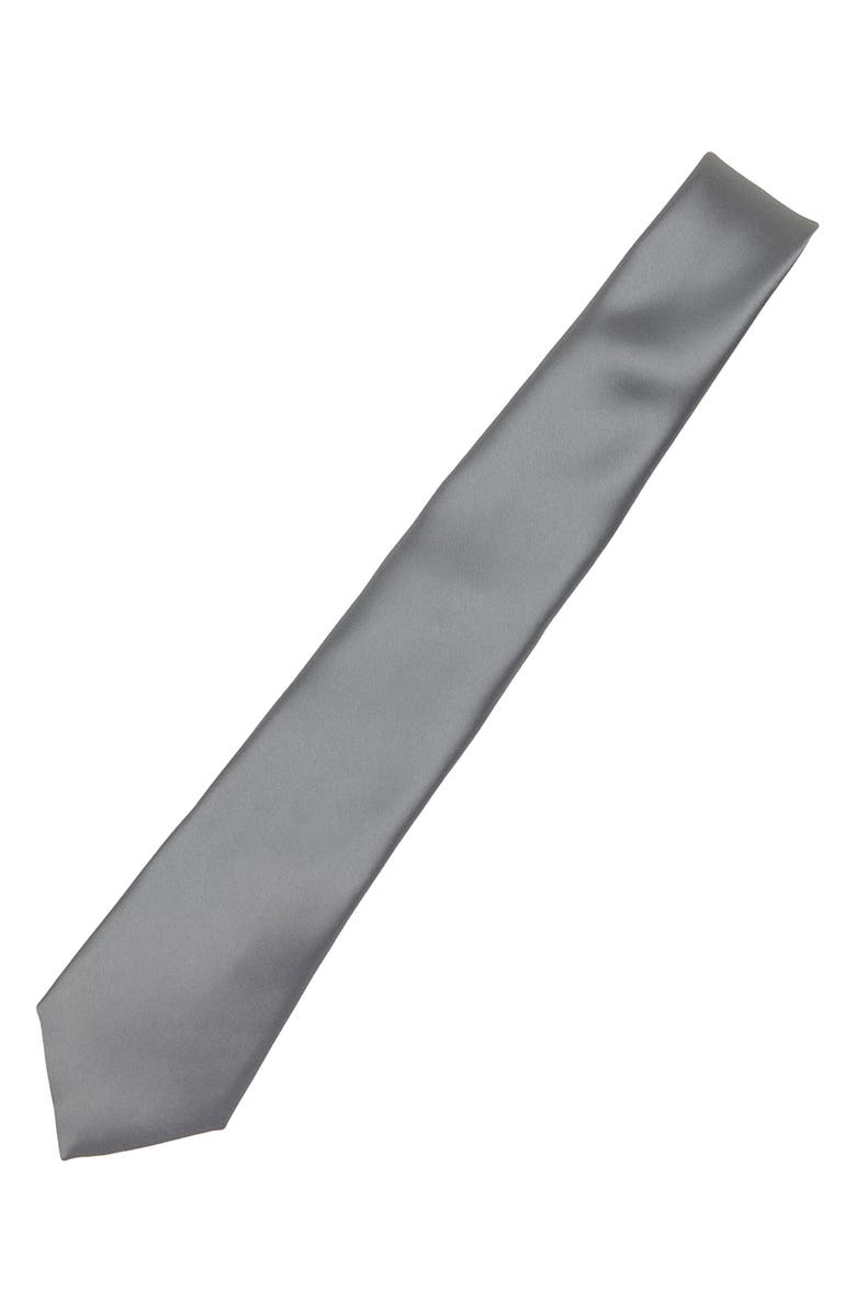 CONSTRUCT Solid Satin Tie, Alternate, color, Smoke