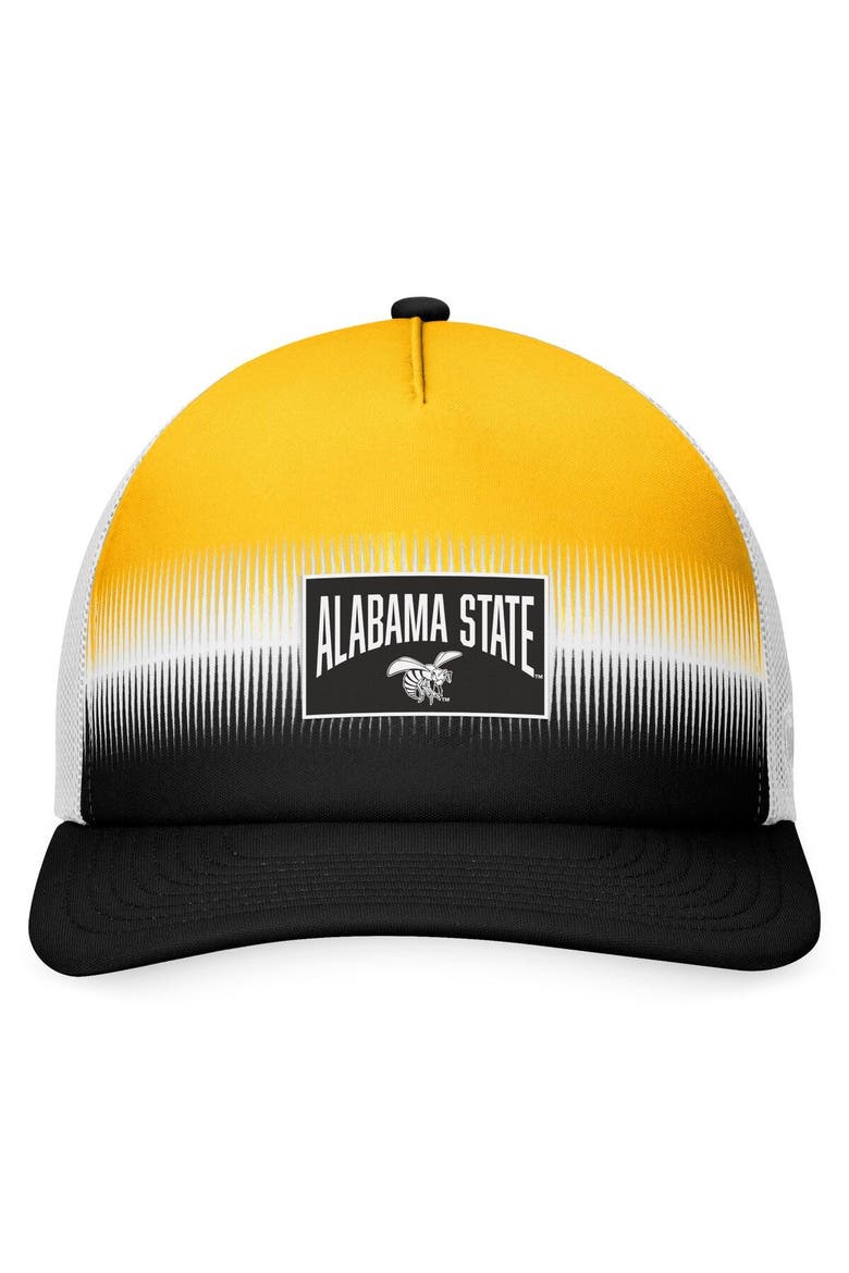 Men's Top of the World Black/Gold Alabama State Hornets Daybreak Foam Trucker Adjustable Hat, Alternate, color, Black